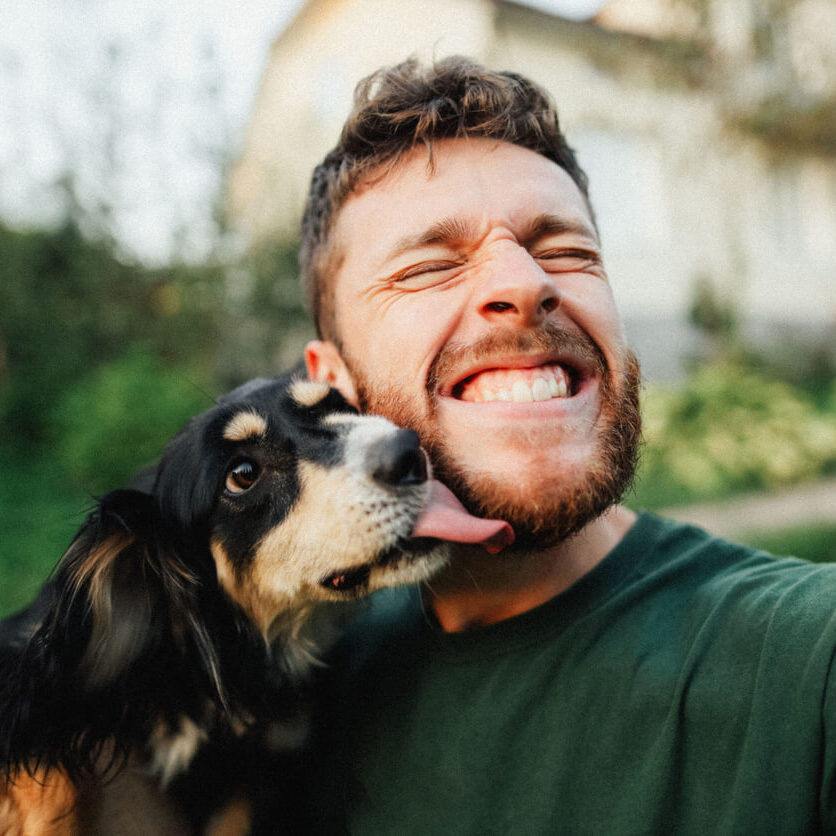 Man Getting Dog Kisses (1)